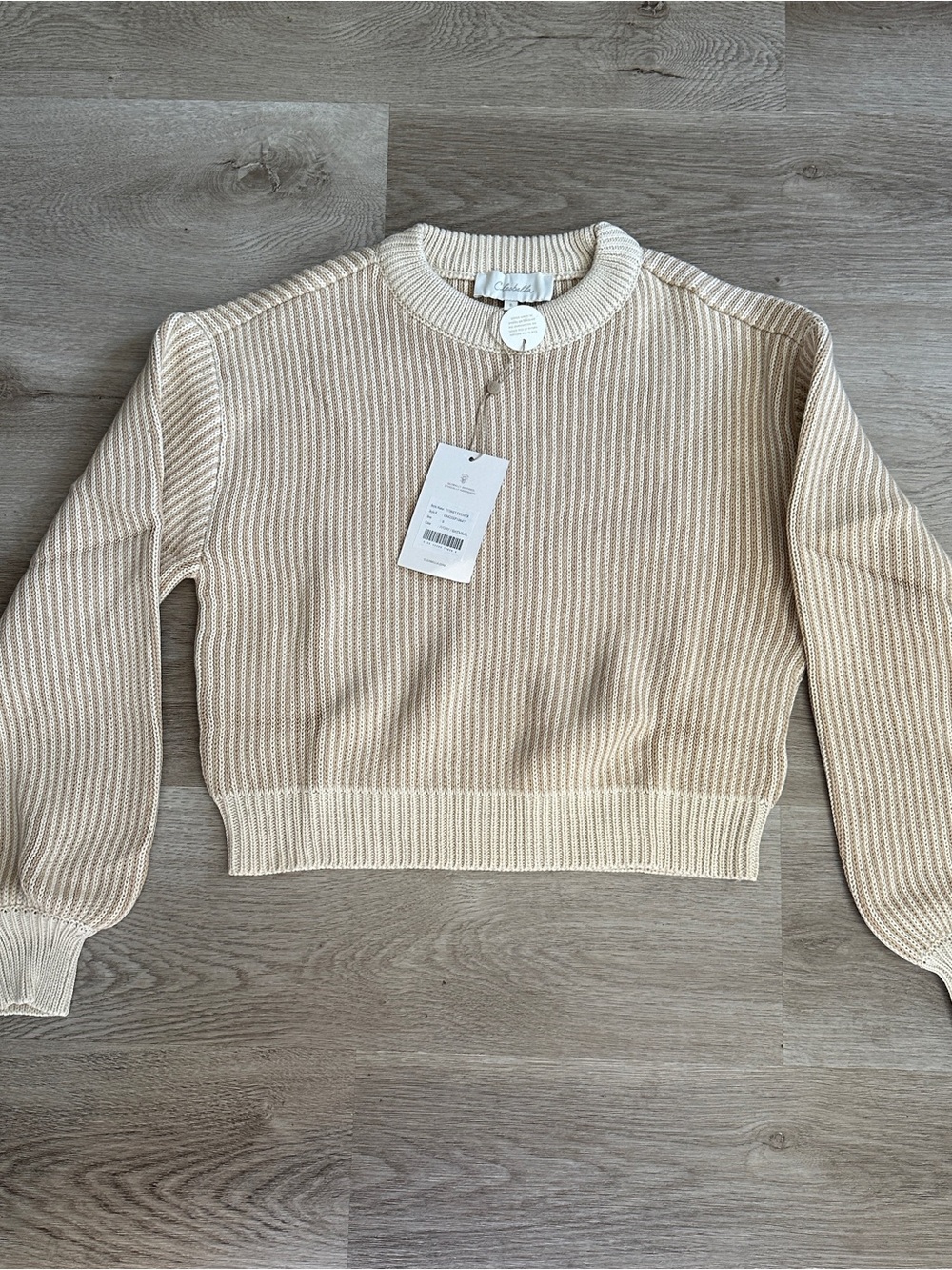NWT Cleobella Sydney Sweater Organic Cotton Two-Tone Ivory Oatmeal Knit